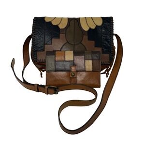 Patricia Nash  Patchwork Leather Crossbody Bag Boho Crossbody Matching Wallet